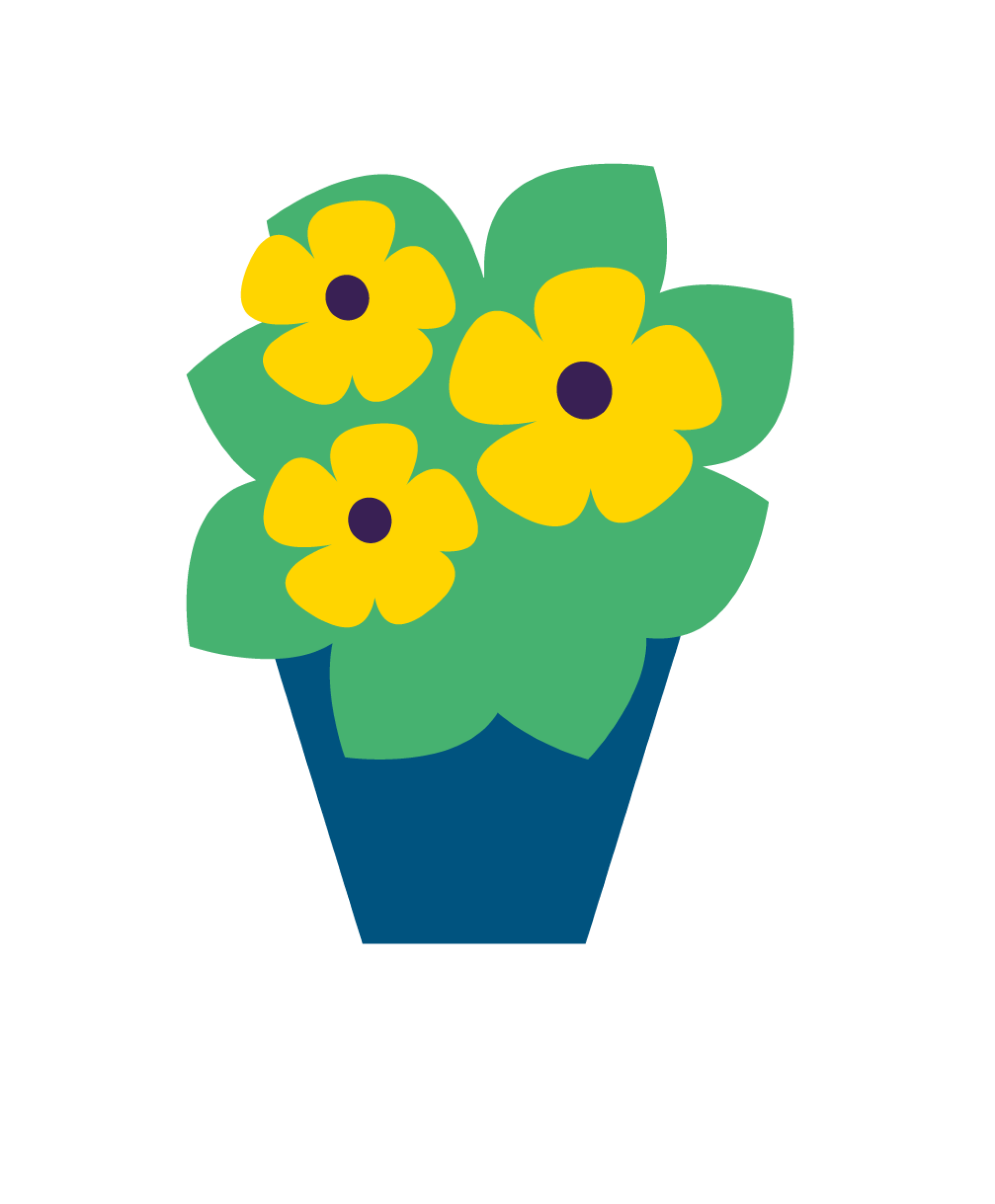 Illustratie van een bloempot met gele bloemen.